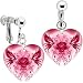 Heart Pink Tribal Butterfly Rose Clip Earrings