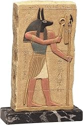 Anubis God of the Dead Egyptian Relief, Marble Base