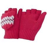 Girls Kids/Childrens Capped Winter Fingerless Patterned Gloves
