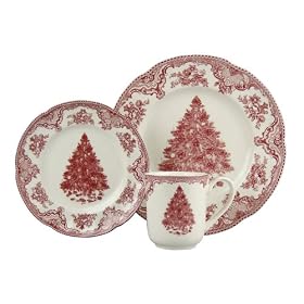 Johnson Brothers Old Britain Castles Pink Christmas 12-Piece Dinnerware Set, Service for 4 by Johnson Brothers
