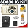 Canon PowerShot SD880 IS 10MP Digital Camera with 4x Image Stabilized Zoom (Gold) + Leather Case + NB-5L Battery + Cameta Bonus Accessory Kit