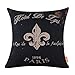 LINKWELL Fleur De Lis Pillow Cover Black Word French Country Burlap Cushion Covers for Sofa Couch Decorative Pillow Case CC741