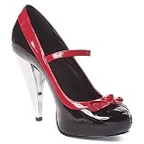476-GLAM, 4.5 Maryjane Pump Black/Red Size 6