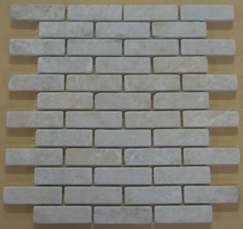 1 x 3 Brick Pattern Bottocino Beige Marble TUMBLE Mosaics For Kitchen Bathroom Backsplash, Shower Walls & Flooring