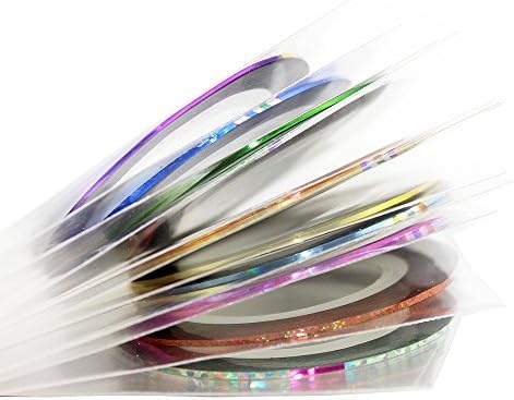 Newstarfactory 12 Pcs DIY Mixed Colors Roll Striping Tape Line Decor Sticker Nail Art Manicure Decal