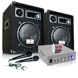 READY 2 GO V2 PA DJ Karaoke System Auna Speakers Amp & Mics