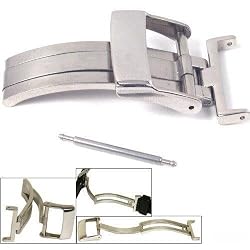 Watch Band Deployment Buckle White Stainless Steel 18mm