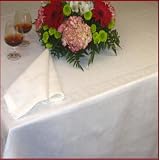 Armani International, Finesse Collection, European Made Luxury Tablecloth (70x110-inch) in Jacquard Linen-Cotton, White