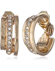 Napier "Classic Clips" Gold-Tone and Crystal C Hoop Earrings