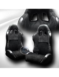 Automotive Parts and Accessories: UNIVERSAL JDM-SP BLACK SUEDE CAR RACING BUCKET SEATS W/SLIDERS PAIR JAP VEHICLE - Autobotusa
