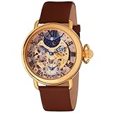 Akribos XXIV Men's AKR451YG Bravura Mechanical Dual Time Skeleton Gold-Tone Watch