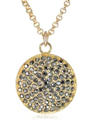 Devon Leigh Hematite Diamond Illusion over Gold Overlay Coin Necklace, 17"