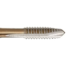Dormer E020 Powdered-Metal Steel Machine Spiral Point Threading Tap, Gold Oxide Finish, Round with Square End Shank, Plug Chamfer