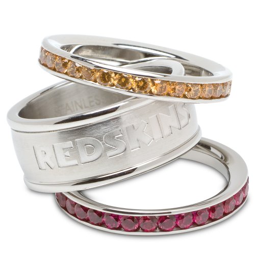 Washington Redskins Logo Crystal Stacked Ring Set (Size 8)