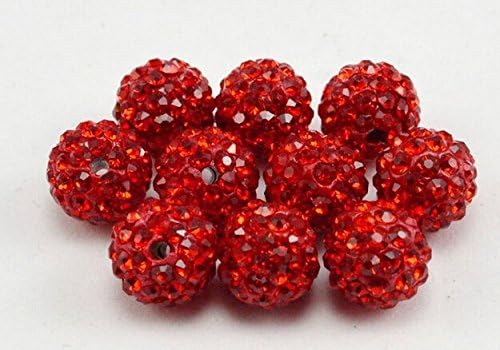 iCherry(TM) 10mm 20pcs/Lot Red Clay Pave Disco Ball for Rhinestone Crystal Shamballa Beads Charms Jewelry Makings