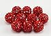 iCherry(TM) Disco Beads 10mm Shamballa Beads Pave Crystal Ball Bead for Jewelry Making (10MM, RED)