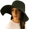 50 UPF Protection Beach Summer Braid Wide 4-1/2" Brim Floppy Sun Hat Cap Black