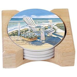 CounterArt Days End 1 Design Round Absorbent Coasters in Wooden Holder, Set of 4 by CounterArt