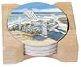 CounterArt Days End 1 Design Round Absorbent Coasters in Wooden Holder, Set of 4