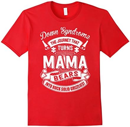 Men's Mama T-shirt , Down Syndrome the journey that turns Mama bea Large Red