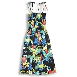 Jungle Parrots Spaghetti Strap Hawaiian Aloha Smocked Sun Dress