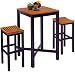 Black and Oak Pub Table with Bar Stools