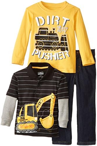 Little Rebels Little Boys' 3 Piece Dirt Pusher Denim Pant Set, Black, 2T