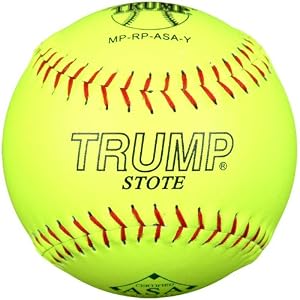 Trump MP-RP-ASA-Y MP Series 12 Inch Red Stitch Yellow Premium Grade Leather Softball with ASA Stamp