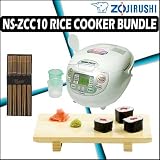 51lSfxUpweL. SL160  Zojirushi NS ZCC10 5 1/2 CUP Neuro Fuzzy Rice Cooker and Warmer White + Helens Asian Kitchen Accessory Kit Review