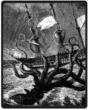 Giant octopus attacks ship Fleece Plush Blanket 40" x 50" (Small) Unique Design