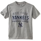 MLB Boys' New York Yankees Opponent Short Sleeve Basic Tee (Steel Heather, Large)