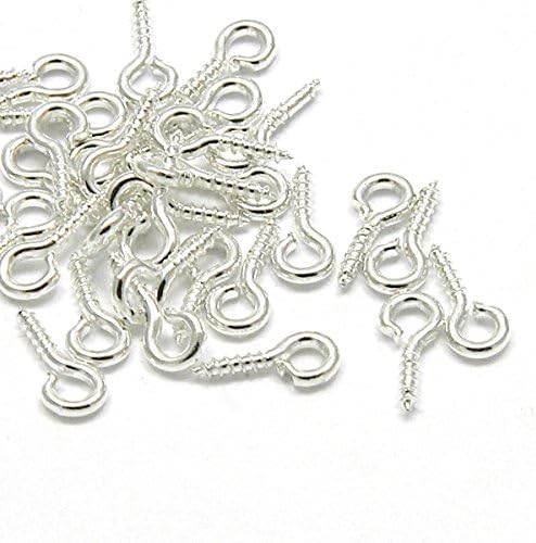 Tesoar 100 x Silver Plated 8mm x 4mm Screw Eye Bails Jewellery Craft Findings (Crafts - Jewellery Making Beads - Fashion Charms - Jewelry Accessories - Jewellery Findings)