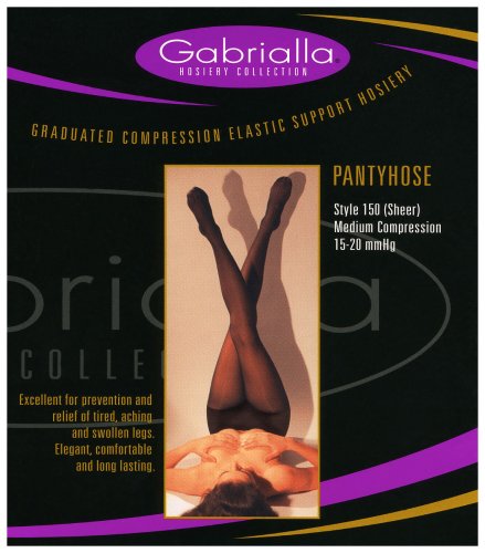 Gabrialla Graduated Medium Compression Pantyhose 15-20 Mmhg, X-Tall Black