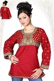 Art Silk Maroon Red long sleeves Kurti/Tunic