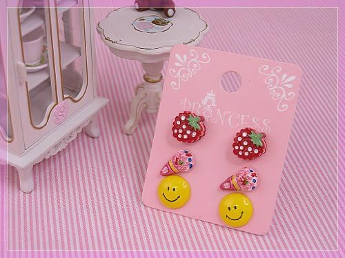 Color Cute Fashion Stud Earrings for Girls, Pack of 3 Pairs, Mix of design (001)