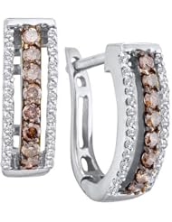 14KT White Gold 0.48 CTW COGNAC DiamondAMOND Fashion Ladies Earring