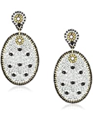 Miguel Ases Black Quartz and Swarovski Oval Drop Earrings