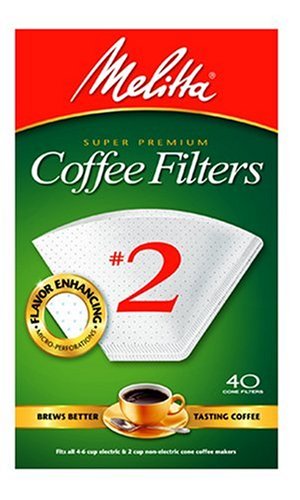 Melitta Cone Coffee Filters, White, No. 2, 40 Count (Pack of 12)