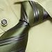 Green Striped Mens Ties Lot Olive Stripes Boyfriend's Gift Handmade Silk Tie Cuff Links Set 6543