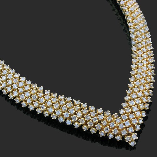 14K Yellow Gold Womens Diamond Necklace 18.00 