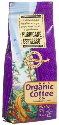 The Organic Coffee Co. Ground Coffee, Organic Hurricane Espresso, Two-Ounce Trial Size Bags (Pack of 12)