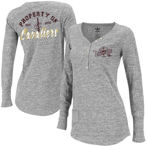 adidas Cleveland Cavaliers Ladies Diva Sweetheart Premium Slub Long Sleeve T-Shirt - Ash (Medium)