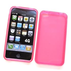 Apple iPhone 4 (NOT 4S) Crystal Silicone Skin Case "Transparent Pink Circles Pattern"
