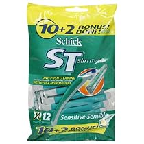 Schick Slim Twin Disposable Razor, Sensitive, 12-Count Packages (Pack of 3)
