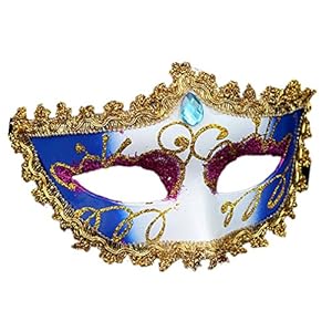 Colorful Venetian Party Little Princess Rhinestone Masquerade Halloween Costume Mask (Blue)