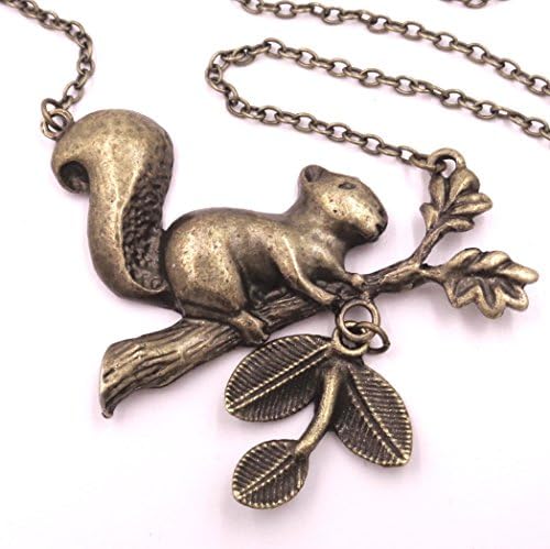 Eco Spirit Jewelry "Eco Friendly" Antique Bronze Tone Squirrel Pendant Necklace 31" +2" Ext