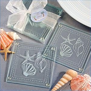 Click to buy Maine Wedding Venues: Beach Themed Glass Coaster Favors from Amazon!