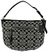 COACH 13115 Soho Signature Medium Hobo Black Patent Leather Trim Handbag Bag Purse Womens