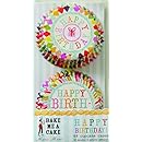 Meri Meri Happy Birthday Harlequin Pattern Cupcake Cases, 48-Pack