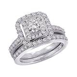 Sterling Silver 1 1/2 ct. Round and Princess Cut Diamond Engagement Set